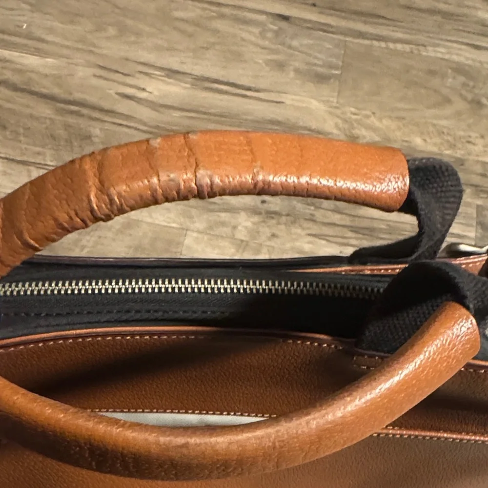 Jack Spade Cognac Brown Leather Men's Bag with Adjustable Strap